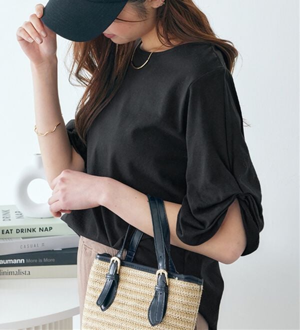 Viola e Viola（ヴィオラ エ ヴィオラ）の「綿１００％袖タックＴシャツ（Tシャツ）」｜詳細画像