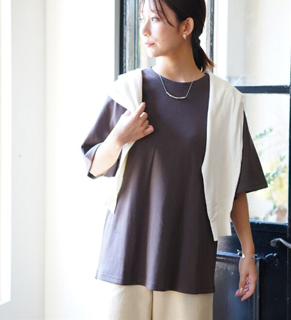 A HAPPY MARILYN（アハッピーマリリン）の「【Ｍ～８Ｌ】名品！「３つのシルエット」と「長袖／半袖」から選べる 綿混 ベーシック Ｔシャツ（Tシャツ）」｜詳細画像