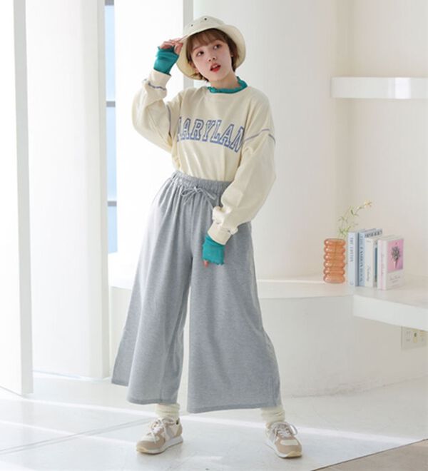 A HAPPY MARILYN（アハッピーマリリン）の「【Ｌ～８Ｌ】選べる身長別＆デザイン　ゆるっと楽ちん　ミニ裏毛　フレアスカート＆ワイドパンツ（ワイドパンツ・ガウチョ）」｜詳細画像