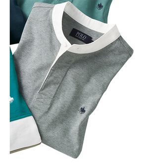 「＜ポロ・ビーシーエス＞スタンドラガーＴシャツ（メンズカットソー）」｜杢グレー