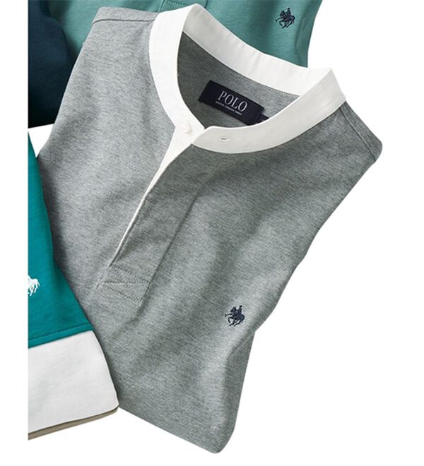 「＜ポロ・ビーシーエス＞スタンドラガーＴシャツ（メンズカットソー）」｜杢グレー