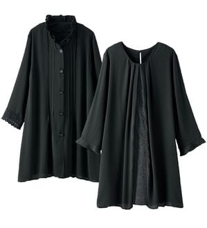 BELLUNA（ベルーナ）の「【２枚組】ジョーゼット素材デザインチュニック（チュニック）」｜2枚組