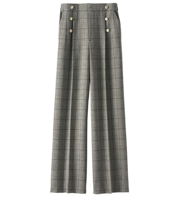 BELLUNA（ベルーナ）の「サマ見えウール調ボタン使いワイドパンツ（ワイドパンツ・ガウチョ）」｜詳細画像