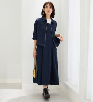 BELLUNA（ベルーナ）の「麻調ジャケット&times;キャミワンピアンサンブル（その他ワンピース）」｜ネイビー