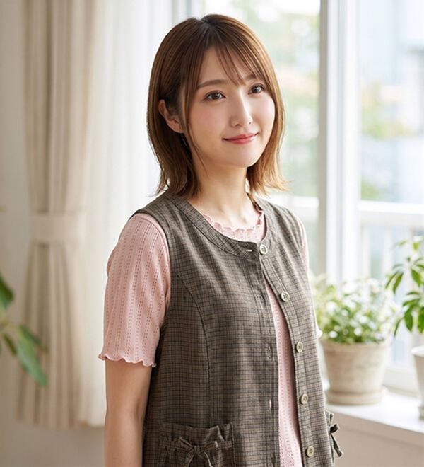 ルフラン（ルフラン）の「リボンポケットの裏チェックベスト（ベスト）」｜詳細画像