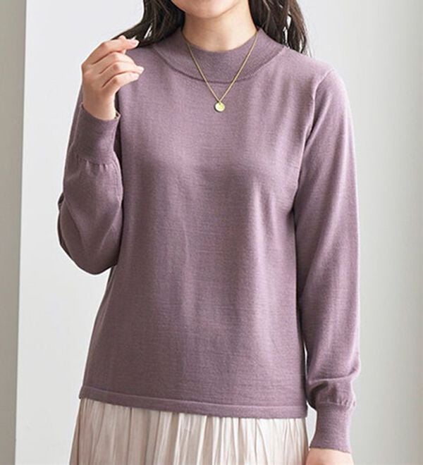 BELLUNA（ベルーナ）の「洗える！メリノウール１００％ハイネックセーター（ニット・セーター）」｜詳細画像