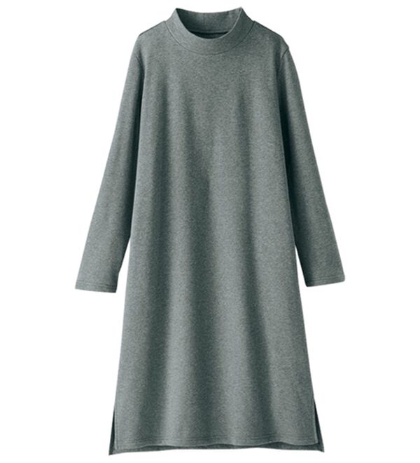 BELLUNA（ベルーナ）の「まるで着る毛布！静電防止付裏ファーお出かけワンピース（カットソーワンピース）」｜杢チャコール