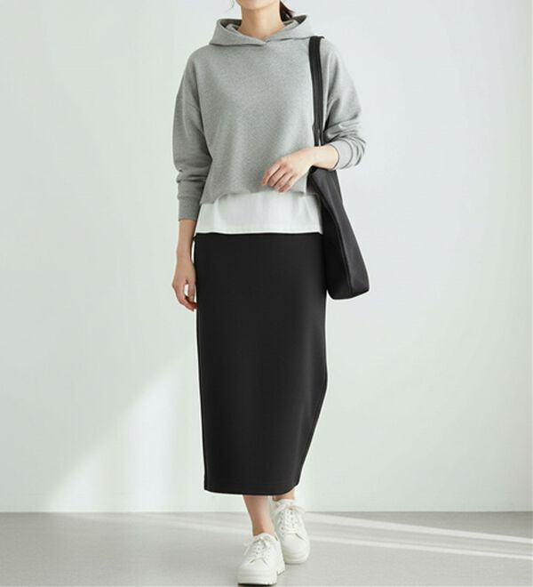 BELLUNA（ベルーナ）の「ポンチ素材きれい見えナロースカート（ロングスカート）」｜詳細画像