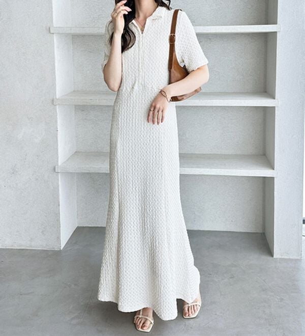 GeeRA（ジーラ）の「全骨格細見え！表面感素材マーメイドワンピース（その他ワンピース）」｜詳細画像