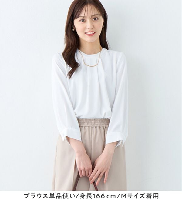 alotta（アロッタ）の「【ブラウス付き３点セット】洗える！多機能セットスーツ（パンツスーツ）」｜詳細画像