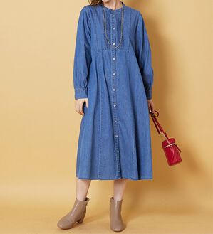 BELLUNA（ベルーナ）の「ピンタック使いデニムワンピース（その他ワンピース）」｜ケミカル