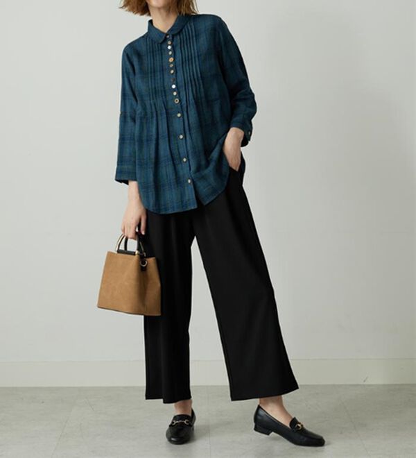 BELLUNA（ベルーナ）の「【接触冷感/UVカット/吸水速乾/イージーケア】カナパストレッチ素材ワイドパンツ（ワイドパンツ・ガウチョ）」｜詳細画像