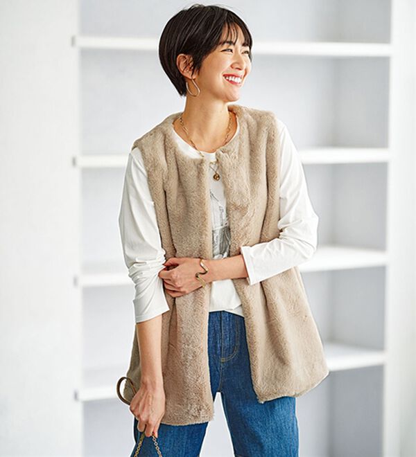 BELLUNA（ベルーナ）の「ホック付もこもこファーベスト（ベスト）」｜詳細画像