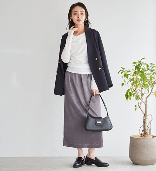 RANAN（ラナン）の「【春色追加】上品ドレープリブロングＴシャツ（カットソー）」｜詳細画像