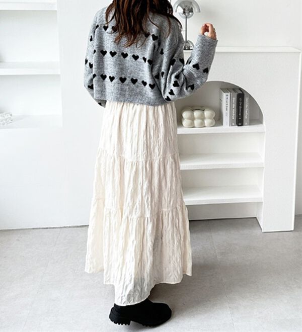 GeeRA（ジーラ）の「ハート柄ショートニットプルオーバー（ニット・セーター）」｜詳細画像