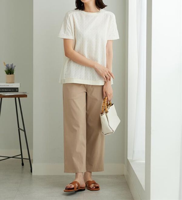 BELLUNA（ベルーナ）の「ジャカード素材チュール重ねプルオーバー（カットソー）」｜詳細画像