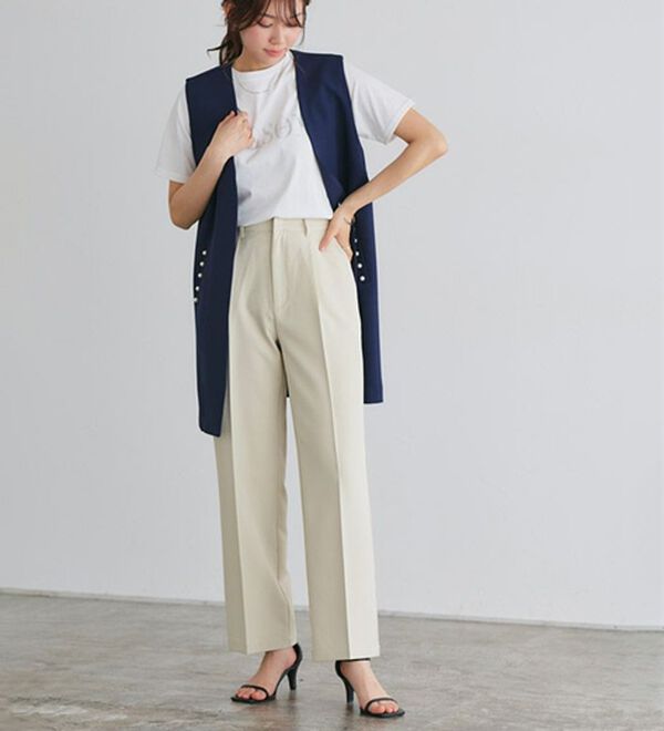 Pierrot（ピエロ）の「スタイルアップセンタープレスパンツ（フルレングスパンツ）」｜詳細画像