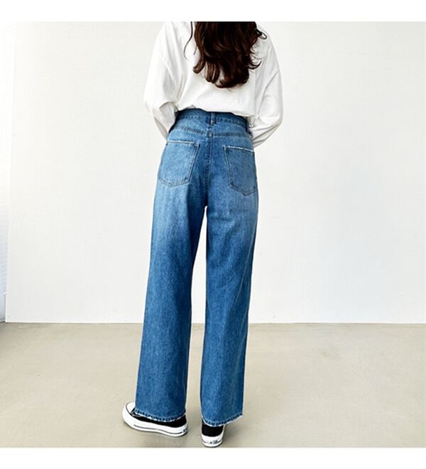 GeeRA（ジーラ）の「ハイウエストストレートデニム（ワイドパンツ・ガウチョ）」｜詳細画像