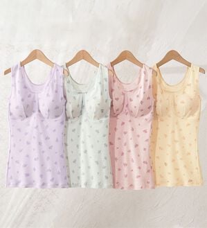 「【４色組】綿１００％ゆったりプリントブラキャミ（肌着・インナーウェア）」｜4色組