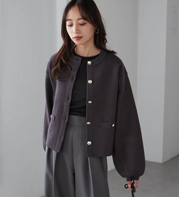 RANAN（ラナン）の「【4つの機能付き】洗える！ゴールド調ボタンニットカーディガン（ニットカーディガン）」｜詳細画像