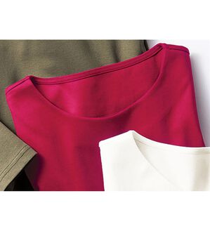 VINNO（ヴィノ）の「＜日本製＞美の艶コットン１００％プルオーバー（９分袖）（カットソー）」｜アカ