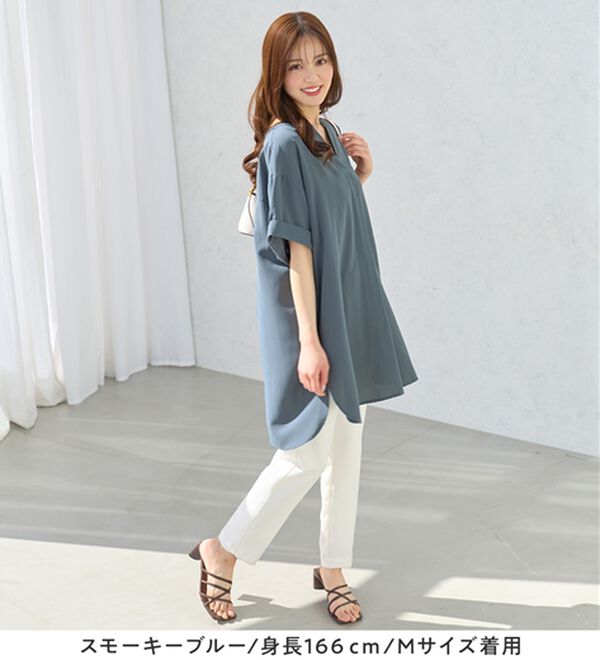 alotta（アロッタ）の「スキッパーとろみブラウスチュニック（ブラウス）」｜詳細画像