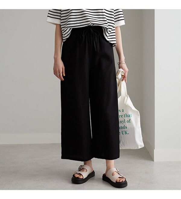 GeeRA（ジーラ）の「麻入りリラックスワイドパンツ（ワイドパンツ・ガウチョ）」｜詳細画像