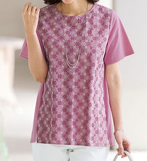 BELLUNA（ベルーナ）の「配色レース使いカットソーチュニック（チュニック）」｜詳細画像