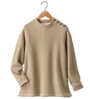 BELLUNA（ベルーナ）の「あったか起毛のニット見えデザインプルオーバー（カットソー）」｜カフェラテ