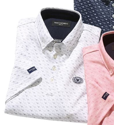 「＜トランスコンチネンツゴルフ＞ビッグメッシュ夏専用ゴルフシャツ（メンズシャツ）」