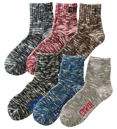 「【６足組】＜エドウイン＞綿混スラブ杢ソックス（メンズ靴下・タイツ）」