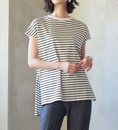 RANAN（ラナン）の「＜ＢＣ＞綿１００％ひんやりサイドスリットフレンチスリーブチュニック（チュニック）」