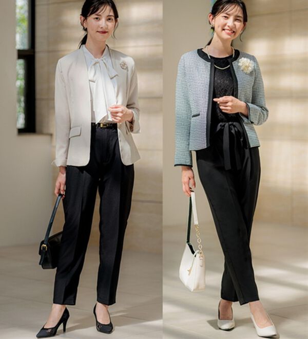 GeeRA（ジーラ）の「【5点セット】〈テーパードパンツ〉２ジャケット５点セットスーツ（パンツスーツ）」｜ブラック系