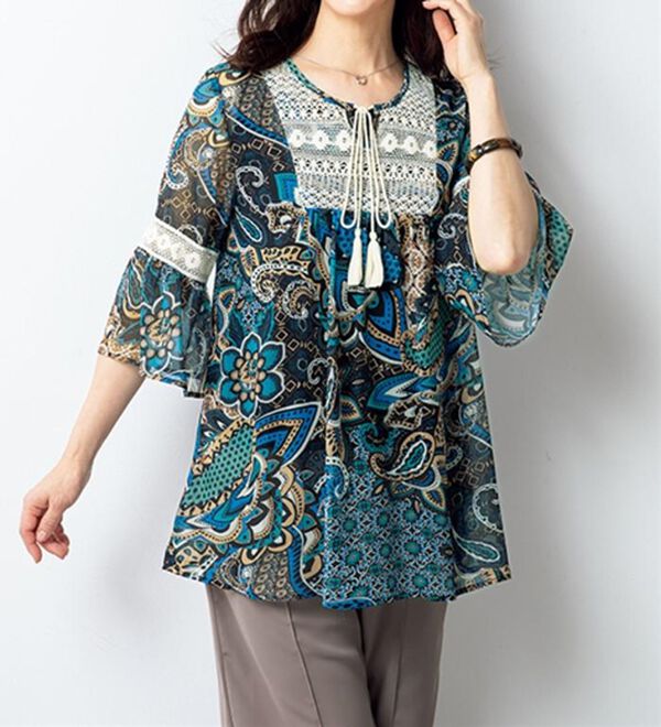 ルフラン（ルフラン）の「シフォンプリントチュニック＜ルーゼリア＞（チュニック）」｜ペイズリー柄