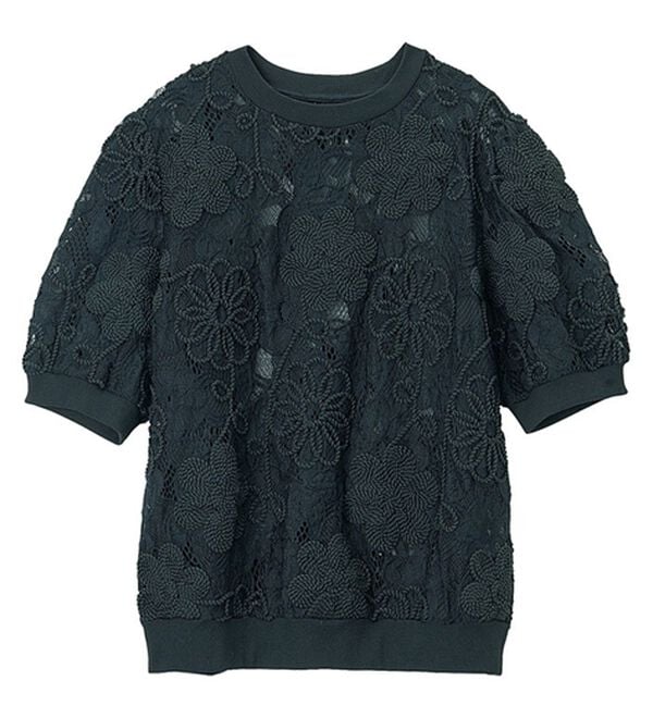 RANAN（ラナン）の「花柄立体レースリブ切替プルオーバー（ブラウス）」｜詳細画像