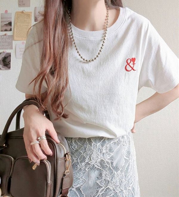 GeeRA（ジーラ）の「アンドハート刺しゅうＴシャツ（Tシャツ）」｜詳細画像