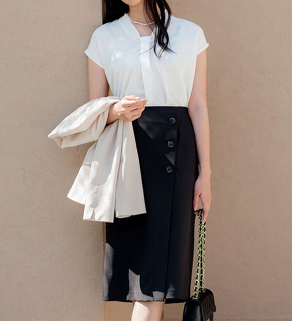 GeeRA（ジーラ）の「【２点】単品使いもできる！ベーシックブラウス＆スカートセットアップ（スカートスーツ）」｜詳細画像