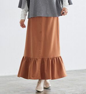 Pierrot（ピエロ）の「【選べる丈】フロントボタンヘムギャザースカート（ロングスカート）」｜オレンジ