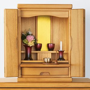 「天然木お買得コンパクト仏壇（仏壇・仏具）」｜ライトブラウン