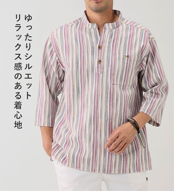 「ざっくり木綿のゆったりリラックスシャツ（メンズシャツ）」｜詳細画像