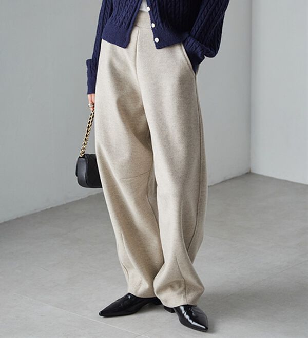RANAN（ラナン）の「フェイクウールバレルレッグカーブパンツ（フルレングスパンツ）」｜詳細画像