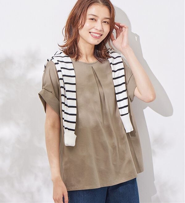 Viola e Viola（ヴィオラ エ ヴィオラ）の「【接触冷感】綿１００％前後２ＷＡＹタックトップス　さらひやりコットン（カットソー）」｜詳細画像