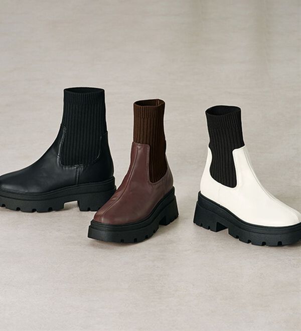 なななんブーツ ニット切替厚底ソックスブーツ - ベルーナ【公式】