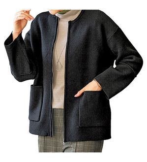 BELLUNA（ベルーナ）の「ランタンスリーブ軽量ニットジャケット（その他ジャケット）」｜黒