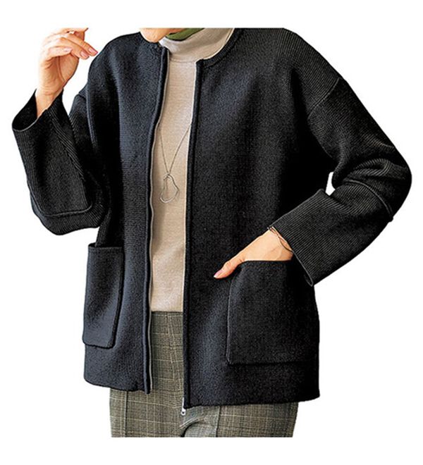 BELLUNA（ベルーナ）の「ランタンスリーブ軽量ニットジャケット（その他ジャケット）」｜黒