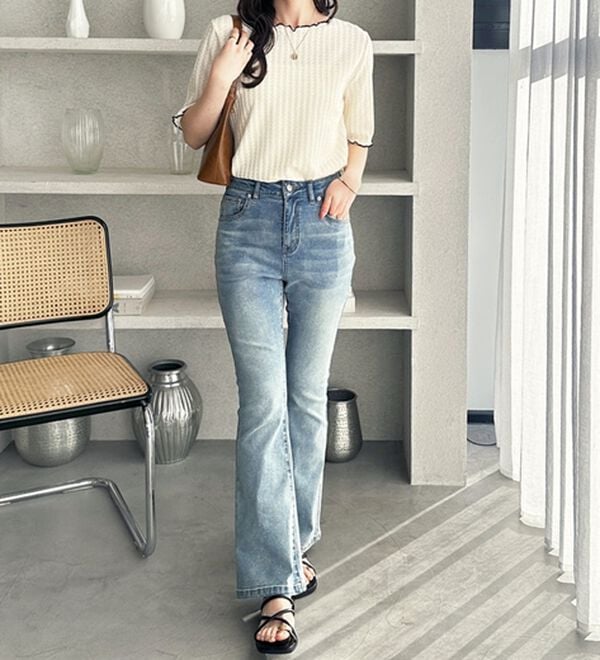 GeeRA（ジーラ）の「配色メロー５分袖表面感カットソー（カットソー）」｜詳細画像