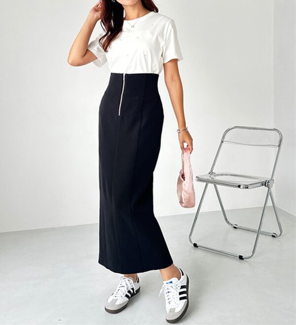 GeeRA（ジーラ）の「ＯＮ／ＯＦＦ使える！フロントファスナースカート（ロングスカート）」｜詳細画像