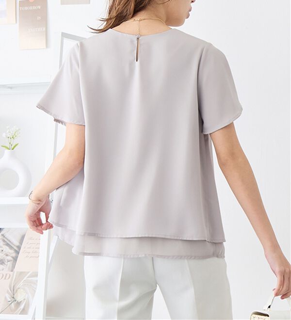 alotta（アロッタ）の「シフォンレイヤードＶネックブラウス（ブラウス）」｜詳細画像
