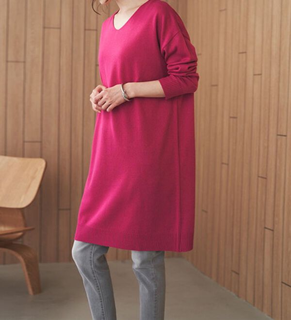 RANAN（ラナン）の「カシミヤタッチニットチュニックワンピース（チュニック）」｜詳細画像