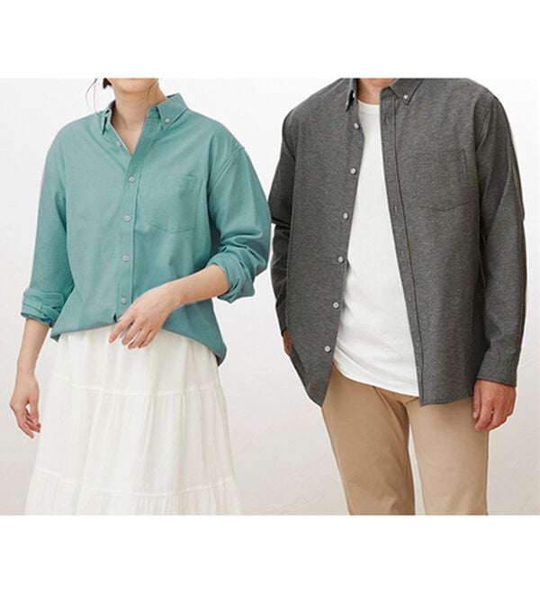 「シンプル＆プラス　お手入れ簡単オックスフォードシャツ（メンズシャツ）」｜詳細画像